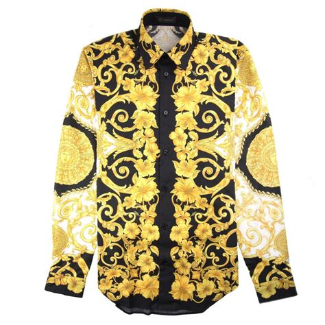 gold.and black versace shit|Versace Black And Gold Shirt .